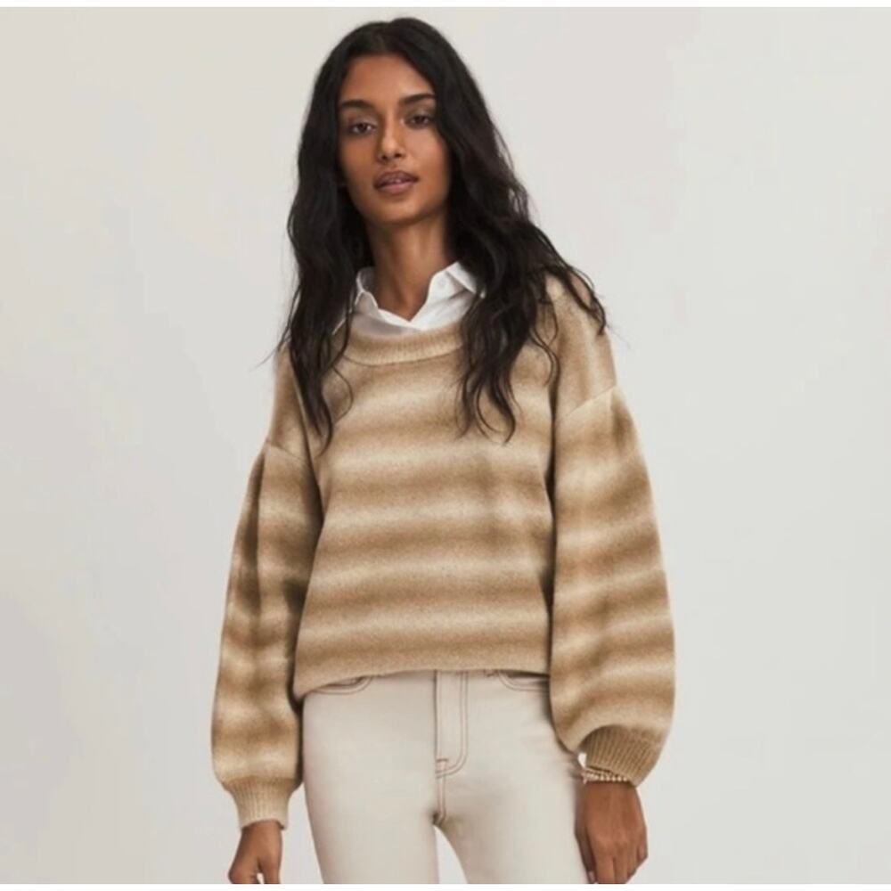SOMETHING NAVY Neutral Tan Striped Sweater‎